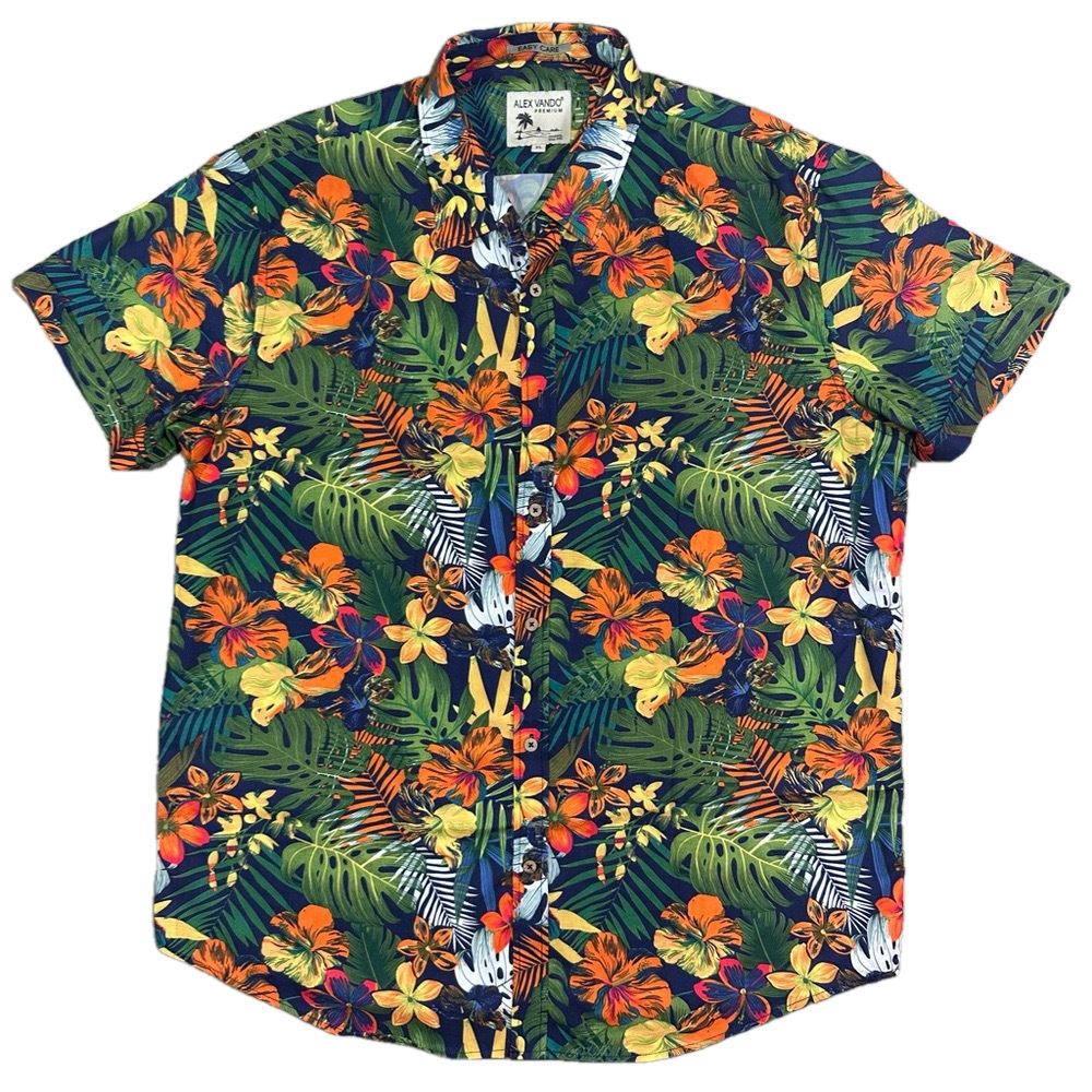 Alex Vando Tropical Button Down Short Sleeve shirt Size XL